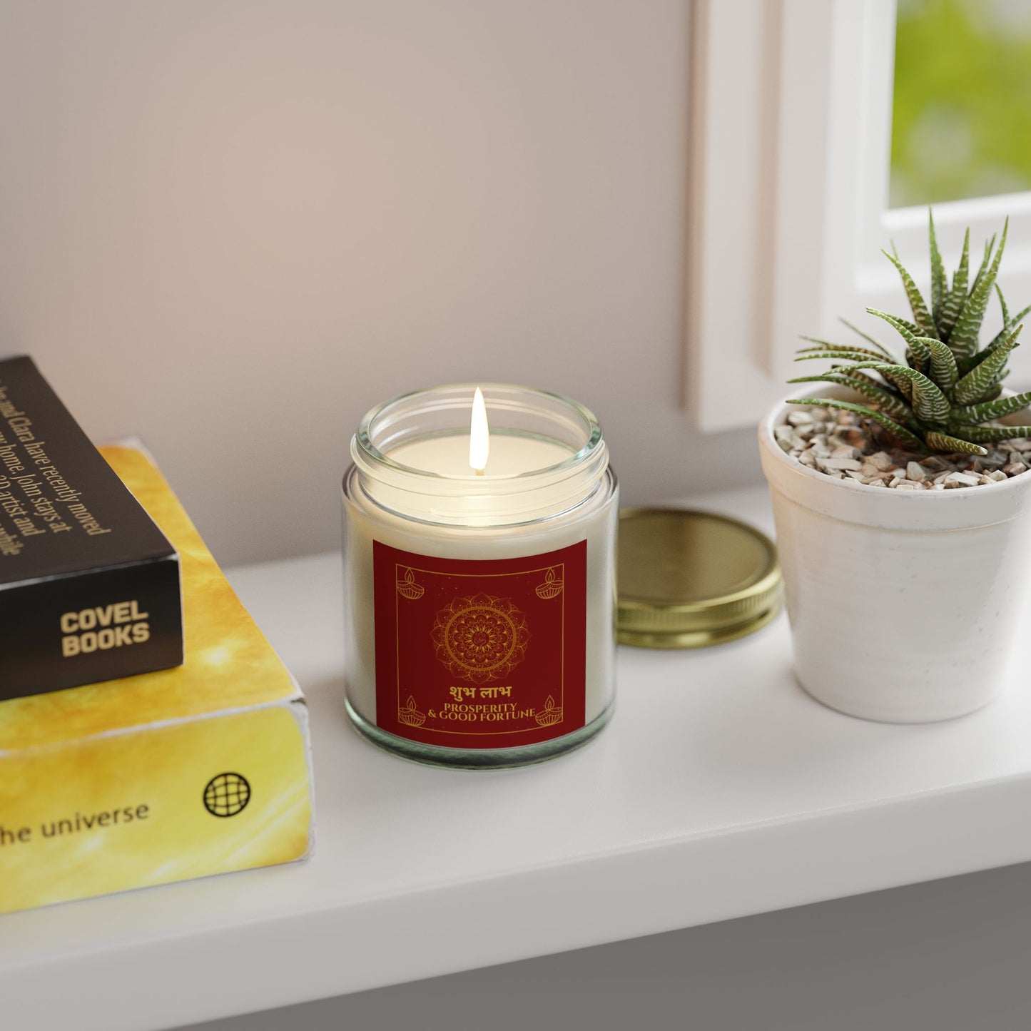 Shubh Labh Prosperity Candle – Red & Gold Diwali Soy Jar | Good Fortune Edition
