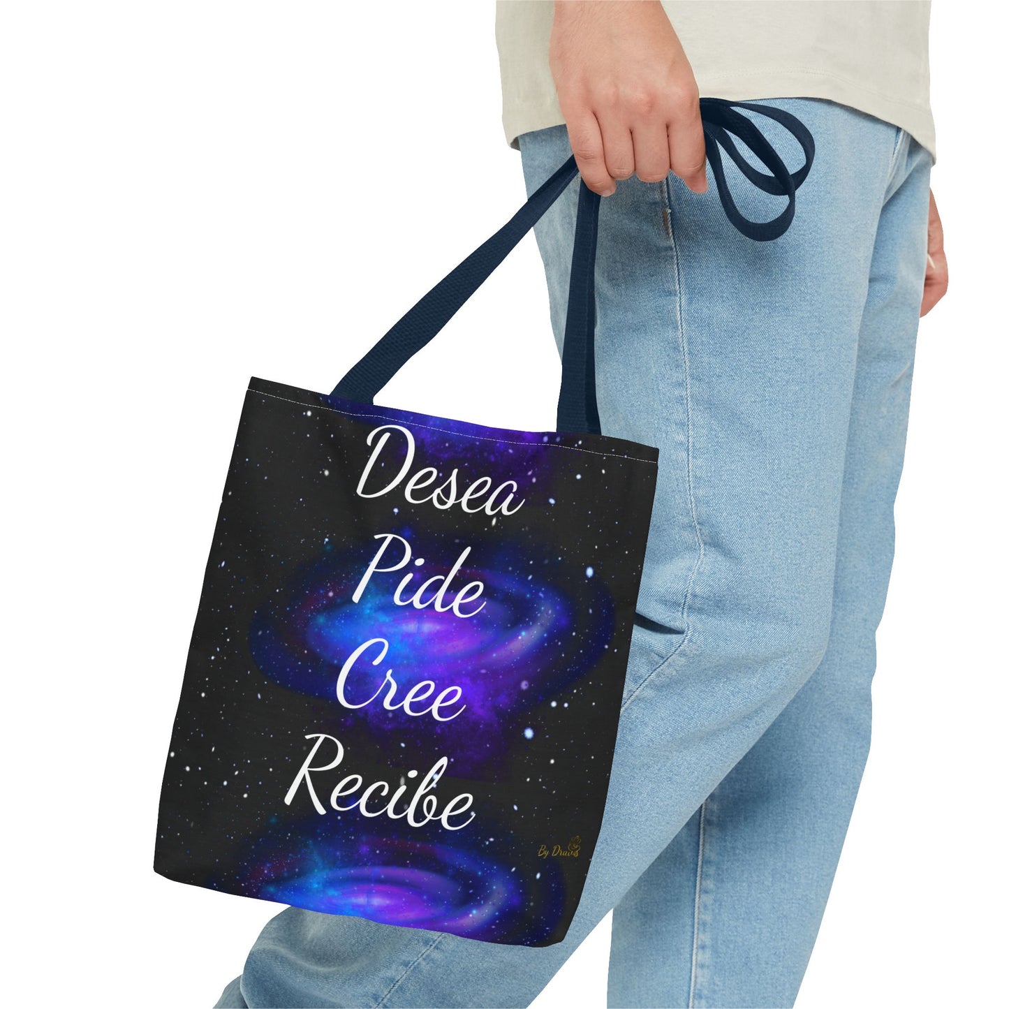 Desea Pide Cree Recibe Tote Bag – Bolsa Cósmica de Afirmaciones Espirituales por Druvs