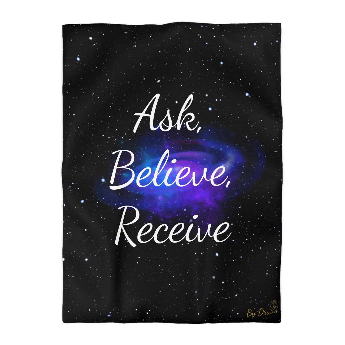 Ask Believe Receive Duvet Cover – Law of Attraction Cosmic Bedding by Druvs (Multiple Sizes, Worldwide Shipping)