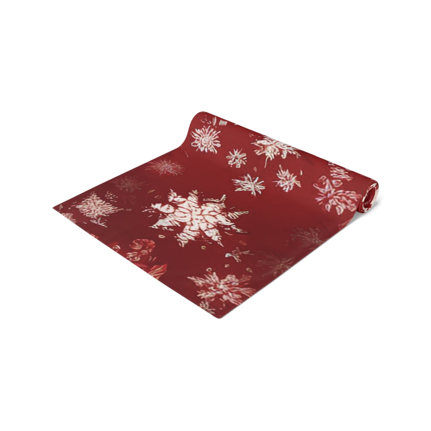 Table Runner - Red Christmas Star Snowflake Pattern