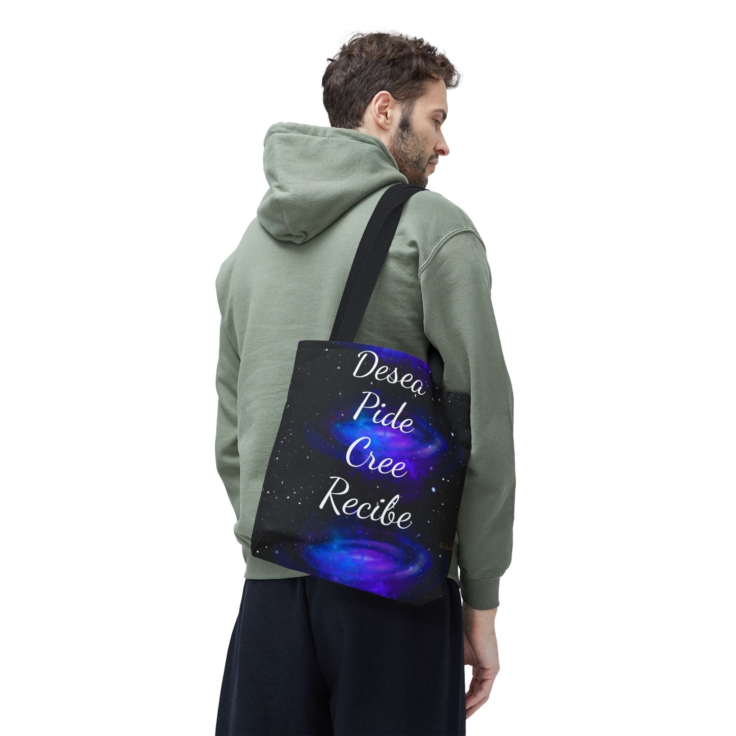 Desea Pide Cree Recibe Tote Bag – Bolsa Cósmica de Afirmaciones Espirituales por Druvs