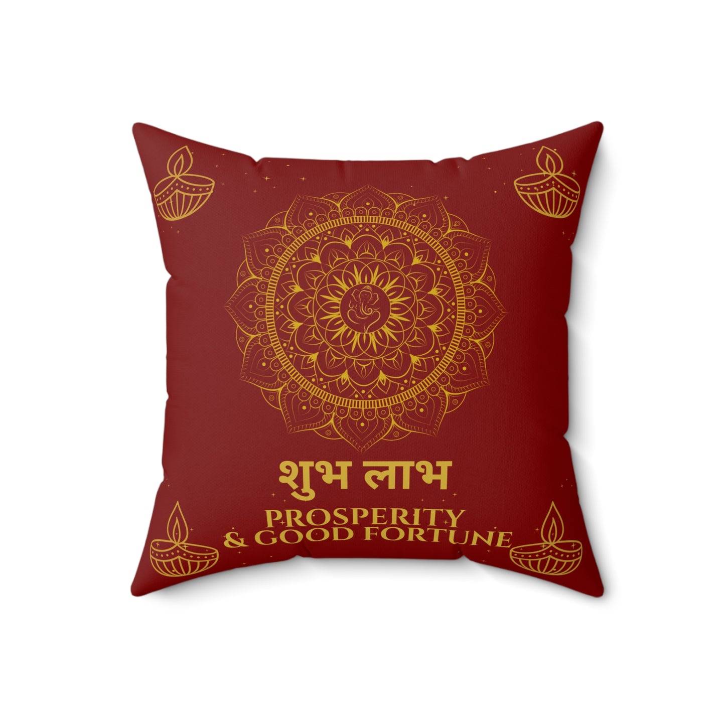 Shubh Labh Cushion – Prosperity & Good Fortune Mandala Pillow for Diwali Decor