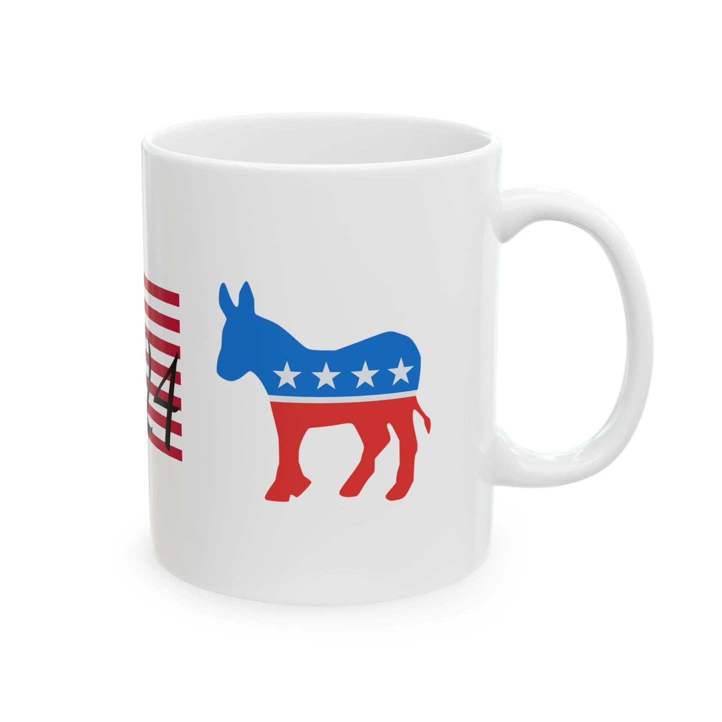 Democratic 2024 Mug – Patriotic Coffee Cup with Donkey & USA Flag