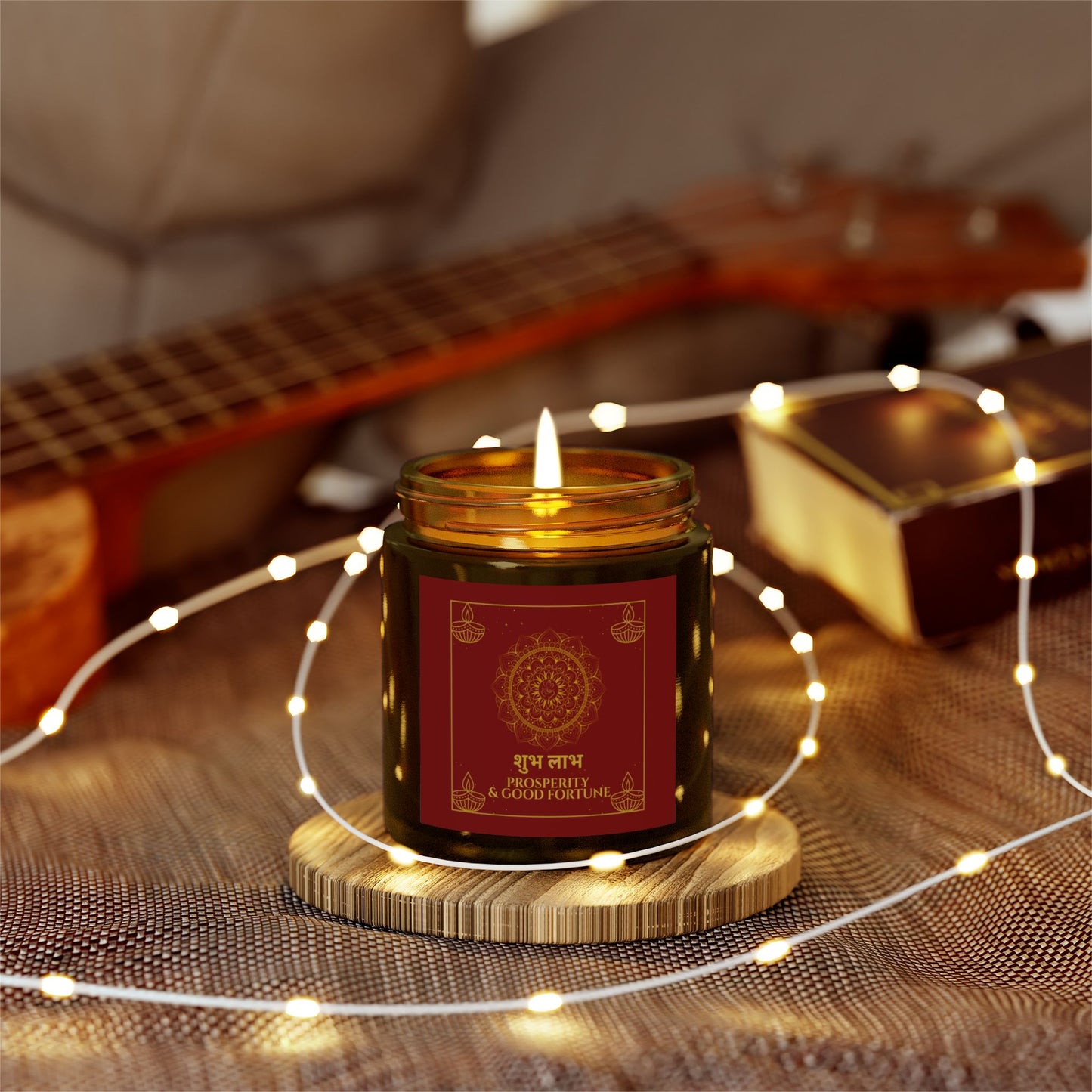 Shubh Labh Prosperity Candle – Red & Gold Diwali Soy Jar | Good Fortune Edition