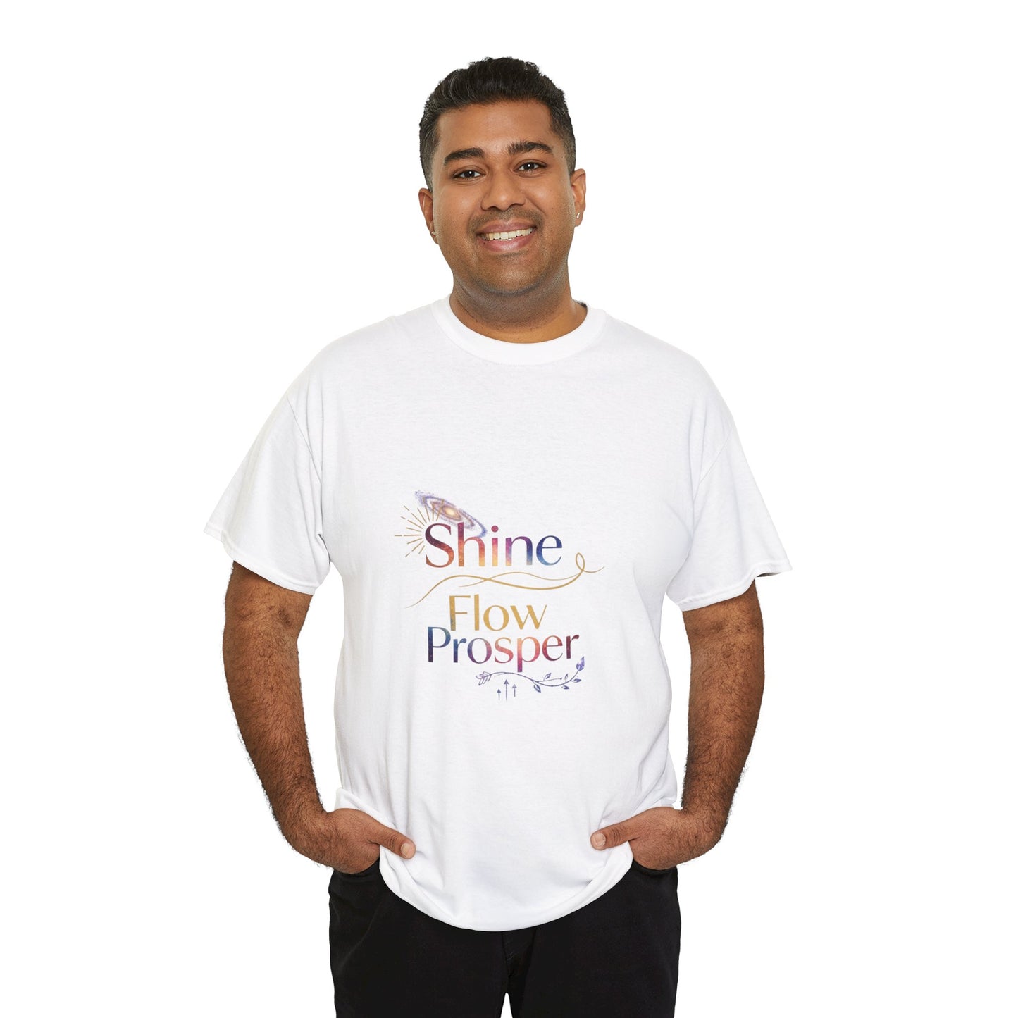 Shine Flow Prosper T-Shirt – Cosmic Manifestation Tee by Druvs