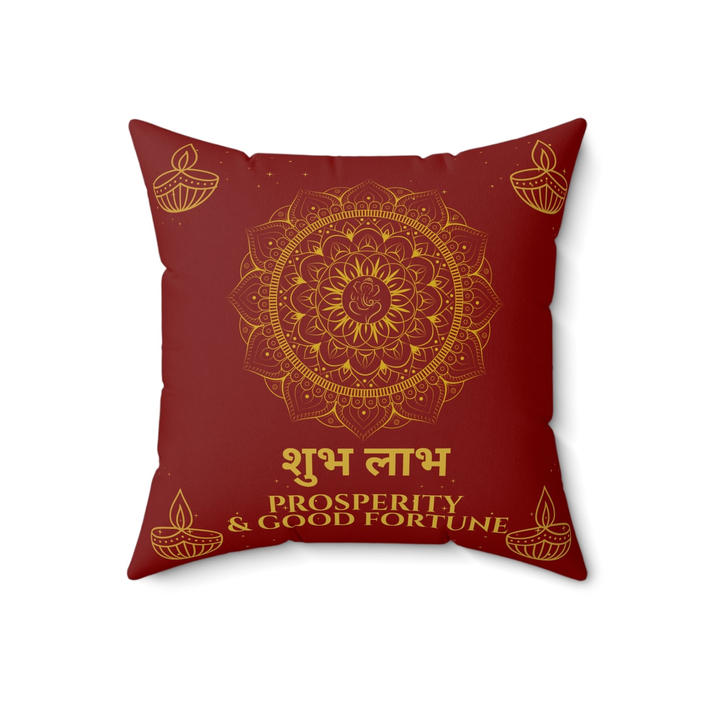 Shubh Labh Cushion – Prosperity & Good Fortune Mandala Pillow for Diwali Decor