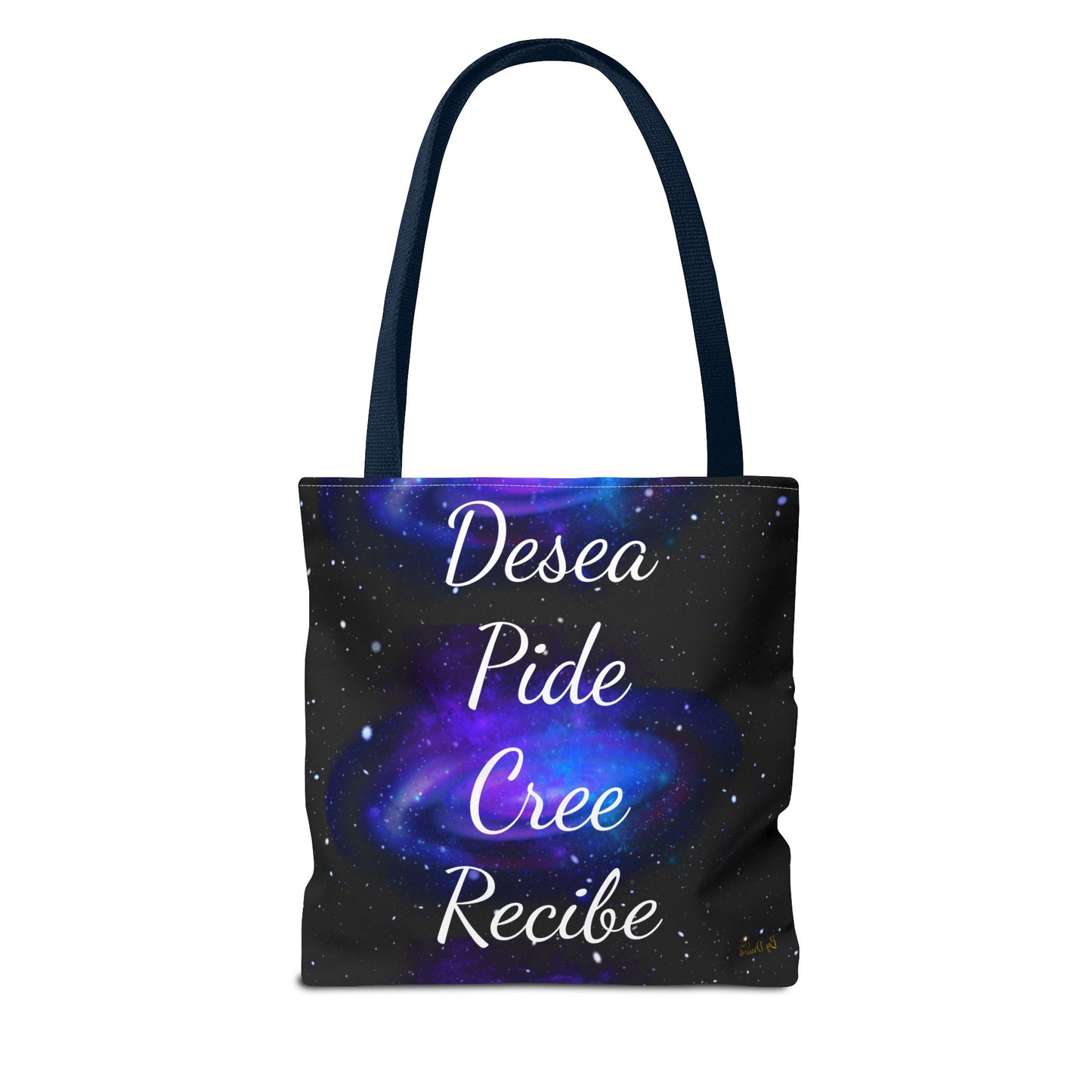 Desea Pide Cree Recibe Tote Bag – Bolsa Cósmica de Afirmaciones Espirituales por Druvs