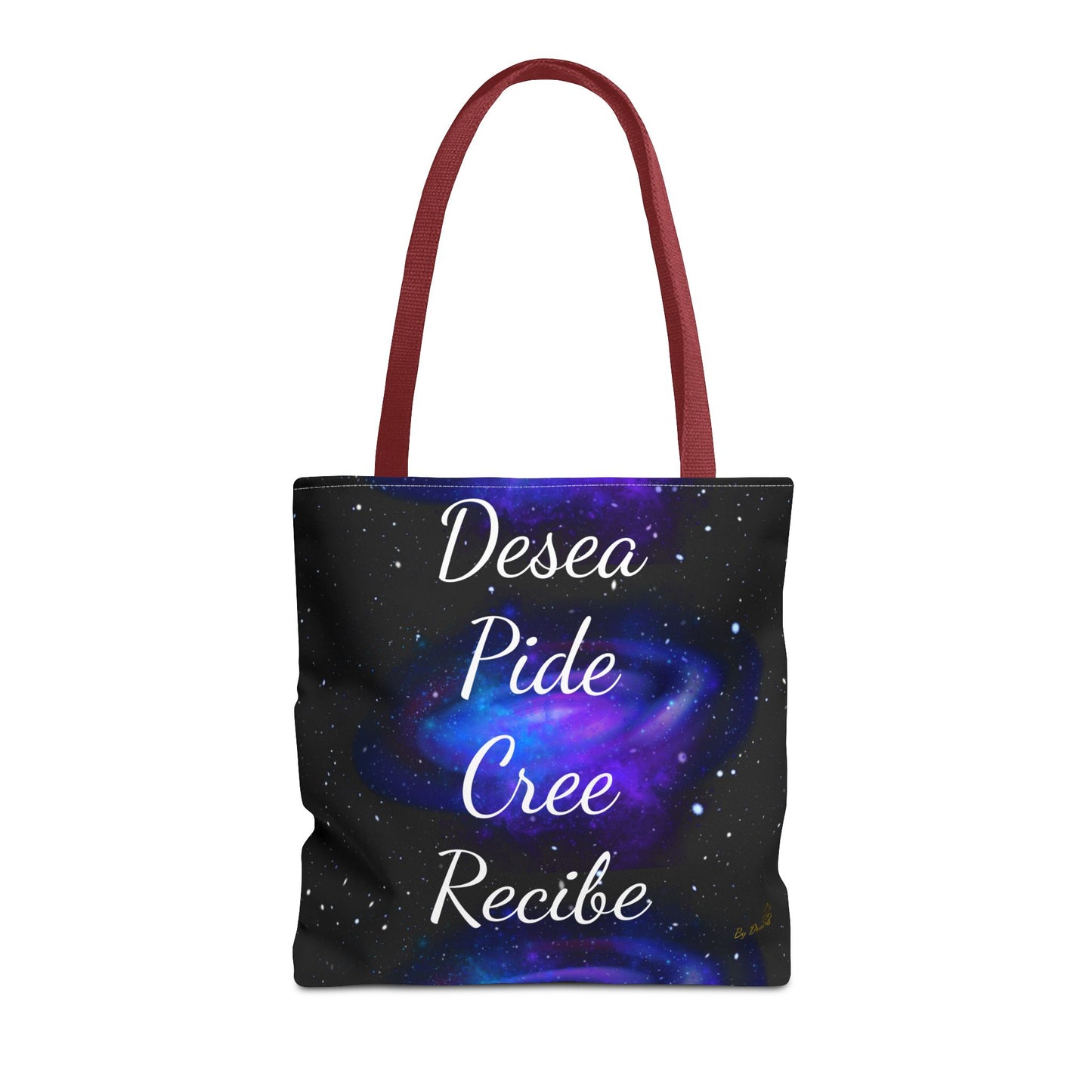 Desea Pide Cree Recibe Tote Bag – Bolsa Cósmica de Afirmaciones Espirituales por Druvs