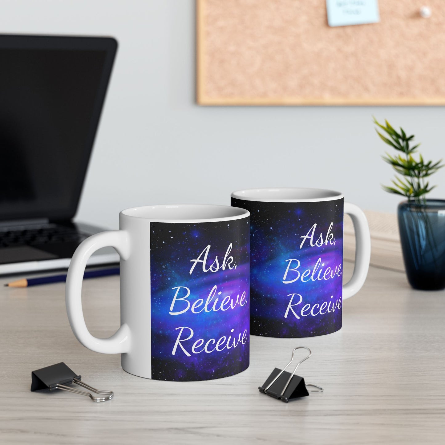 Ask. Believe. Receive. Mug – Galaxy Manifestation Coffee Cup | Druvs
