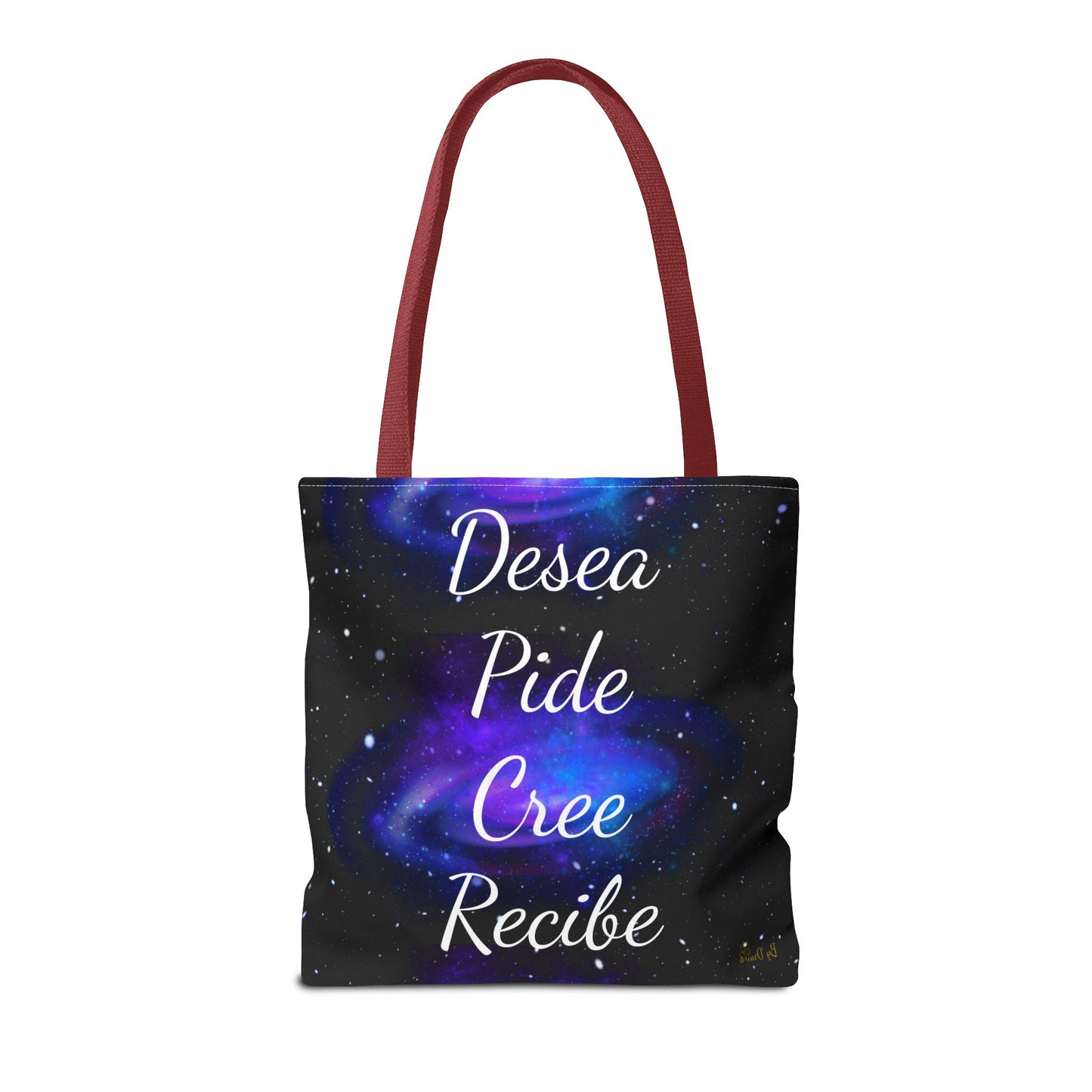 Desea Pide Cree Recibe Tote Bag – Bolsa Cósmica de Afirmaciones Espirituales por Druvs