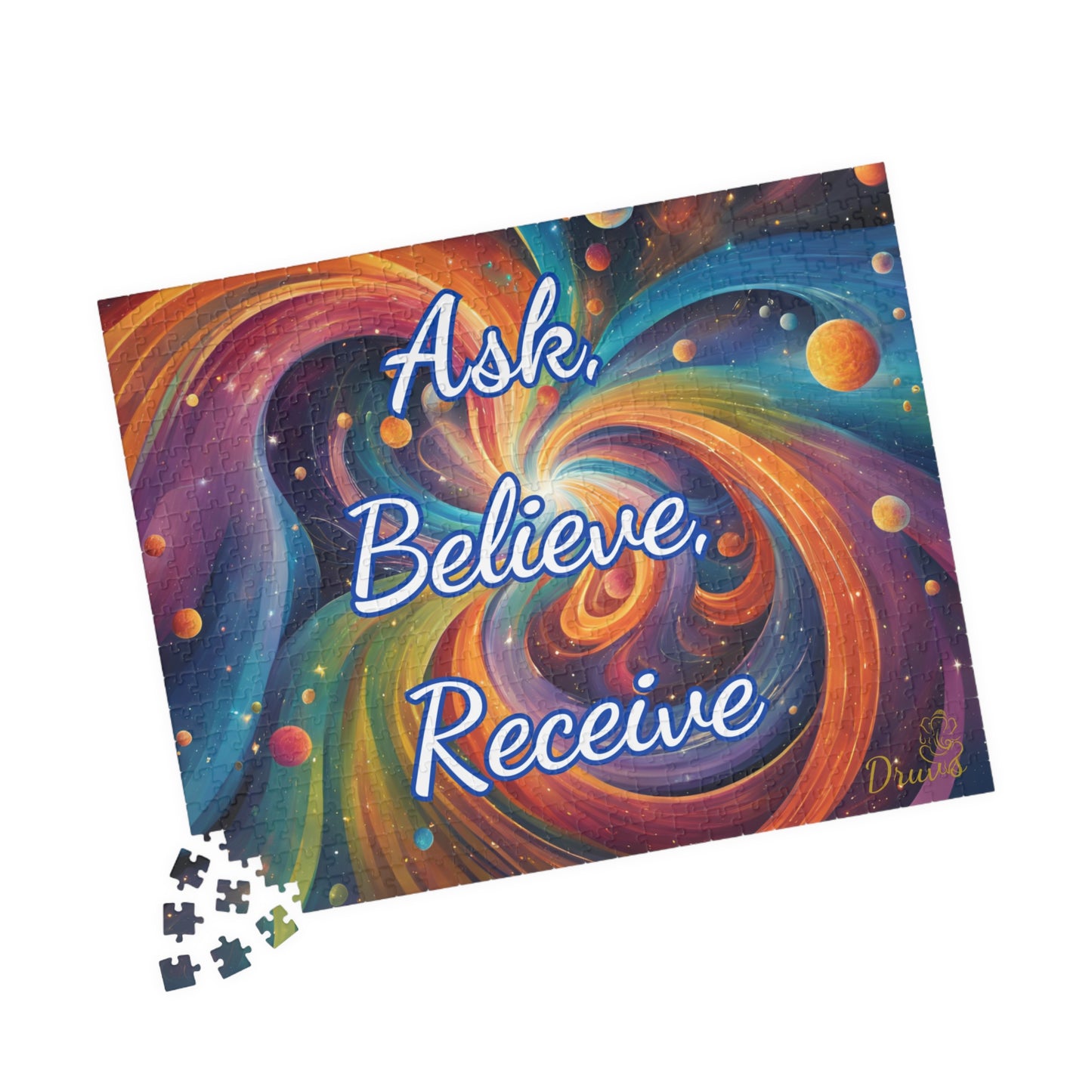Ask. Believe. Receive. Cosmic Puzzle – Law of Attraction Jigsaw for Manifestation Lovers