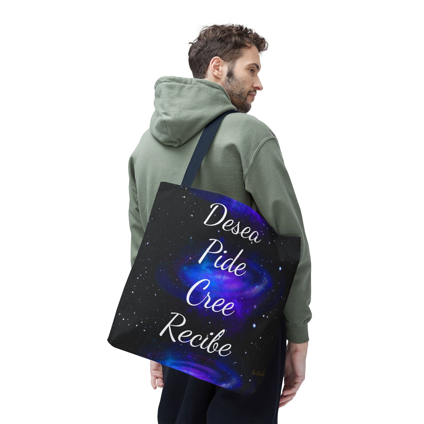 Desea Pide Cree Recibe Tote Bag – Bolsa Cósmica de Afirmaciones Espirituales por Druvs