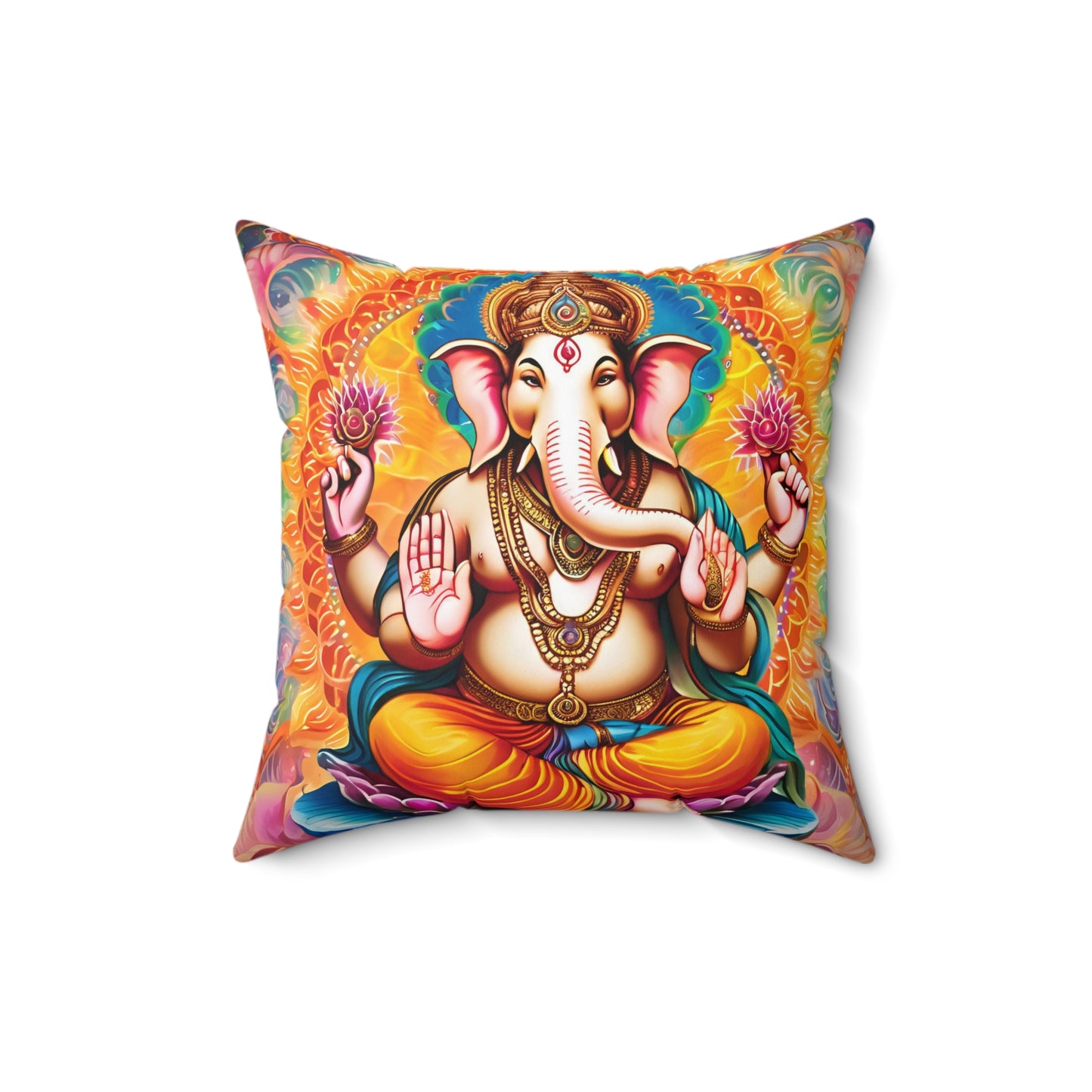 Ganesh Decorative Pillow – Vibrant Hindu God Throw Cushion for Home & Spiritual Spaces