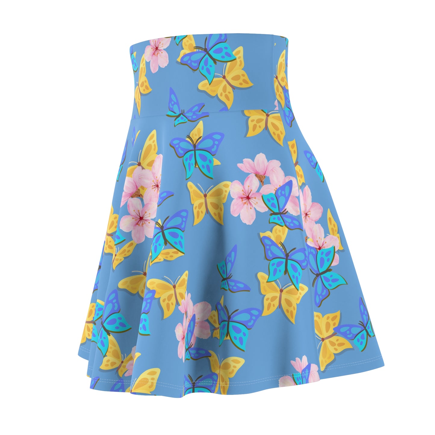 Bloom & Butterflies Skater Skirt – Spring Floral Print by Druvs