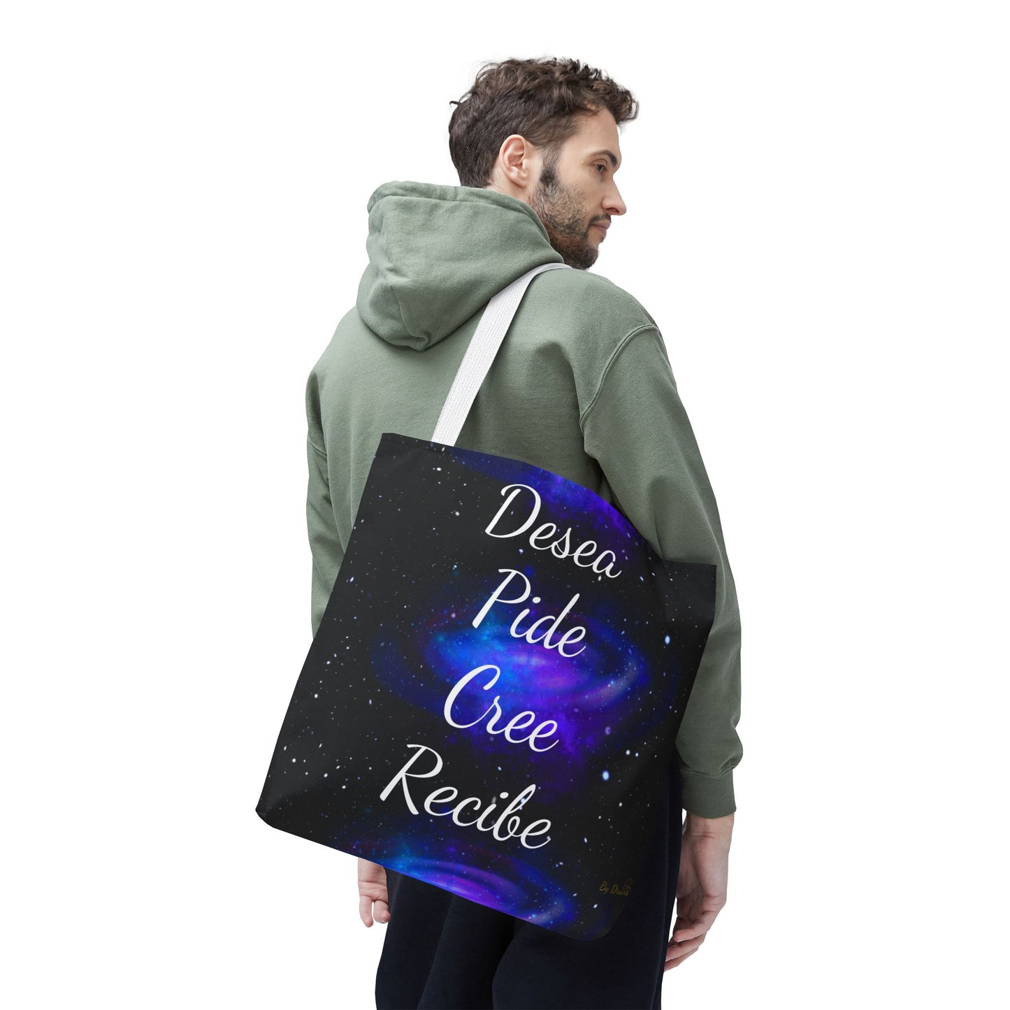 Desea Pide Cree Recibe Tote Bag – Bolsa Cósmica de Afirmaciones Espirituales por Druvs