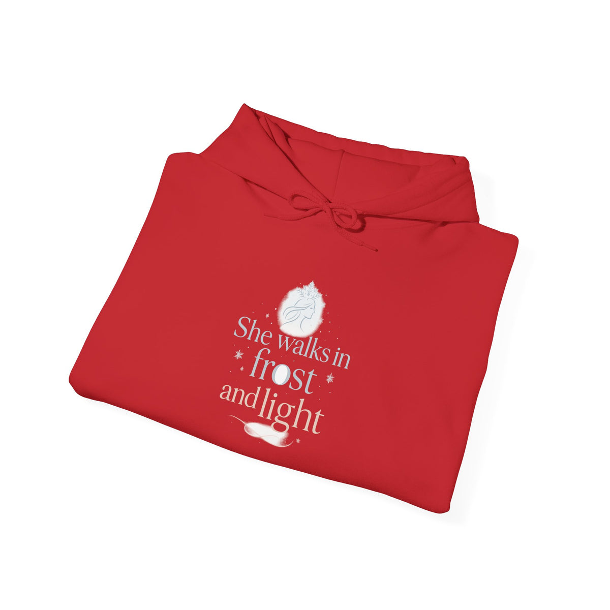 red winter hoodie shown from the back