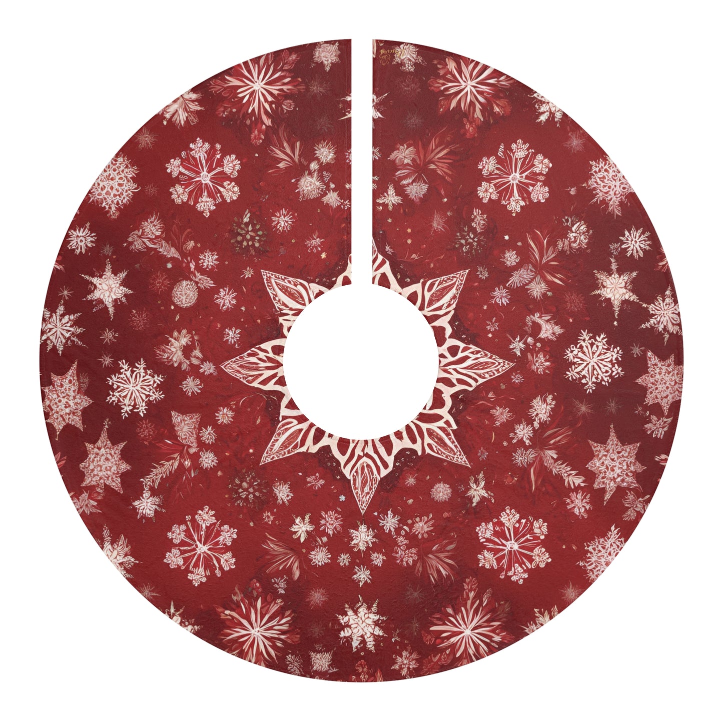 Elegant Red Snowflake Christmas Tree Skirt – Festive Holiday Decor