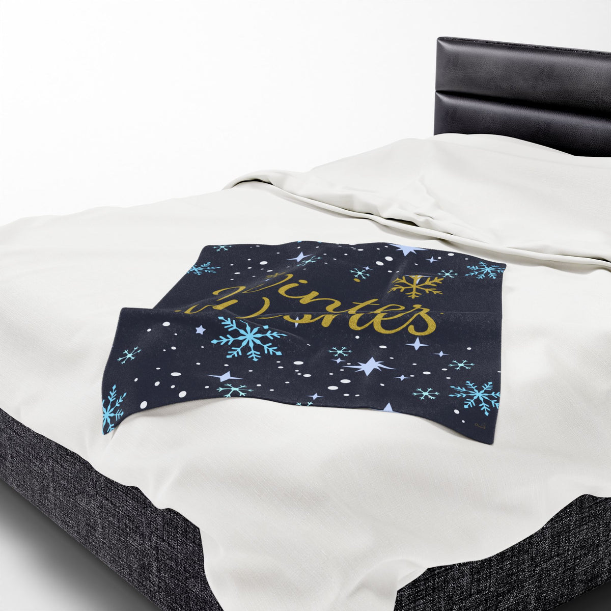 Winter Wishes Sherpa Throw Blanket – Navy & Gold – product photo 23 of 24