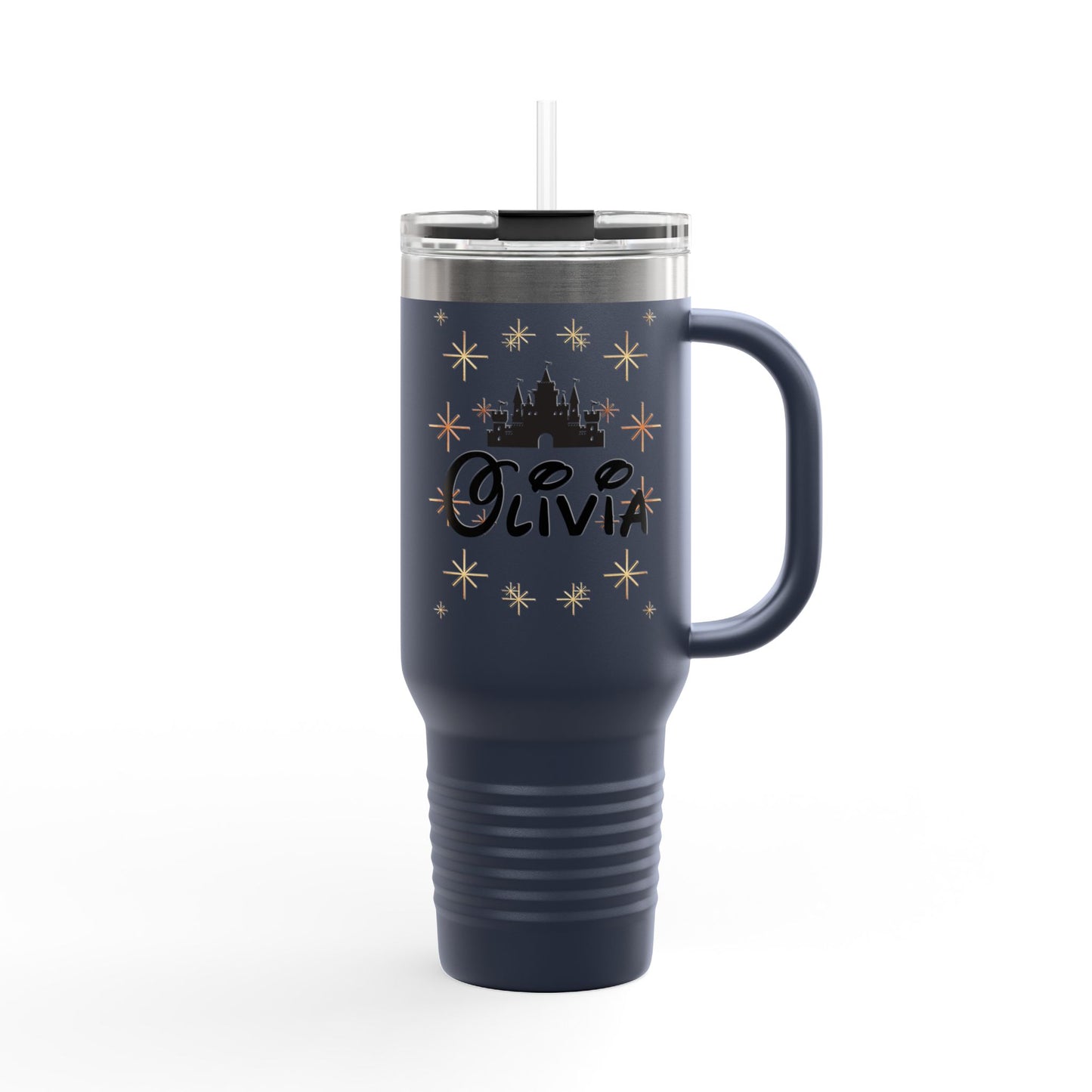 Personalized Disney-Inspired Travel Mug – Olivia Edition with Castle & Sparkles