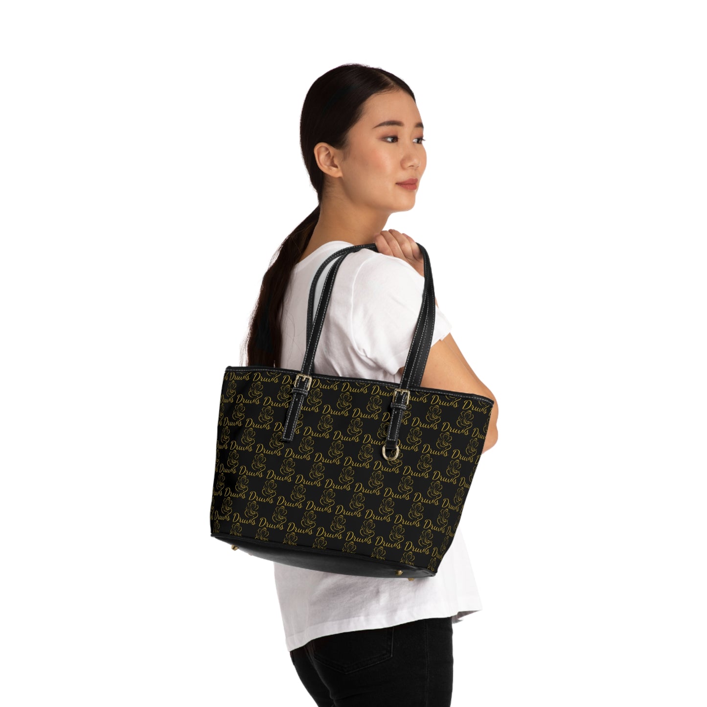 Druvs Monogram Shoulder Bag – Elegant Leather Tote | 100% PU