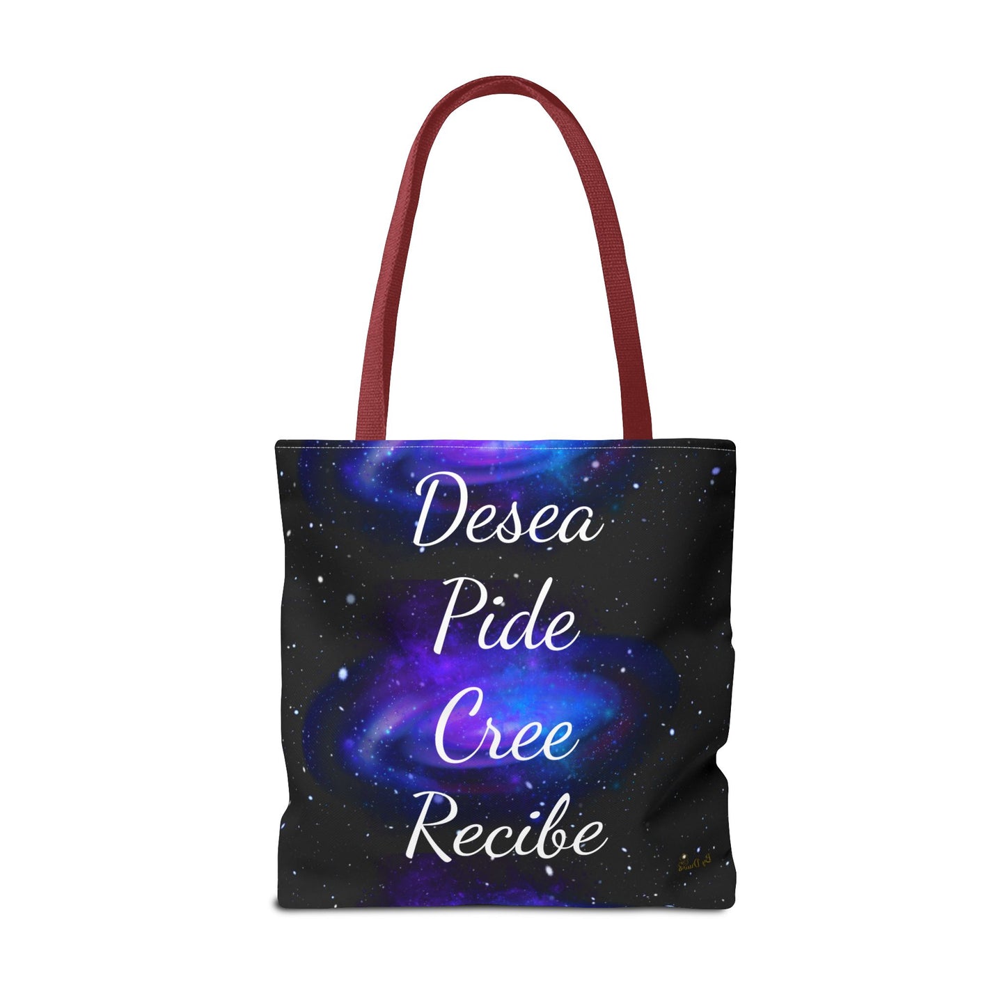 Desea Pide Cree Recibe Tote Bag – Bolsa Cósmica de Afirmaciones Espirituales por Druvs