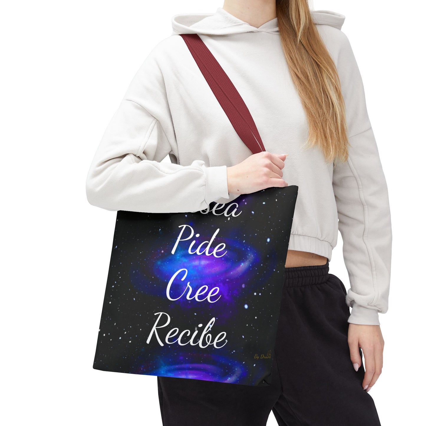Desea Pide Cree Recibe Tote Bag – Bolsa Cósmica de Afirmaciones Espirituales por Druvs