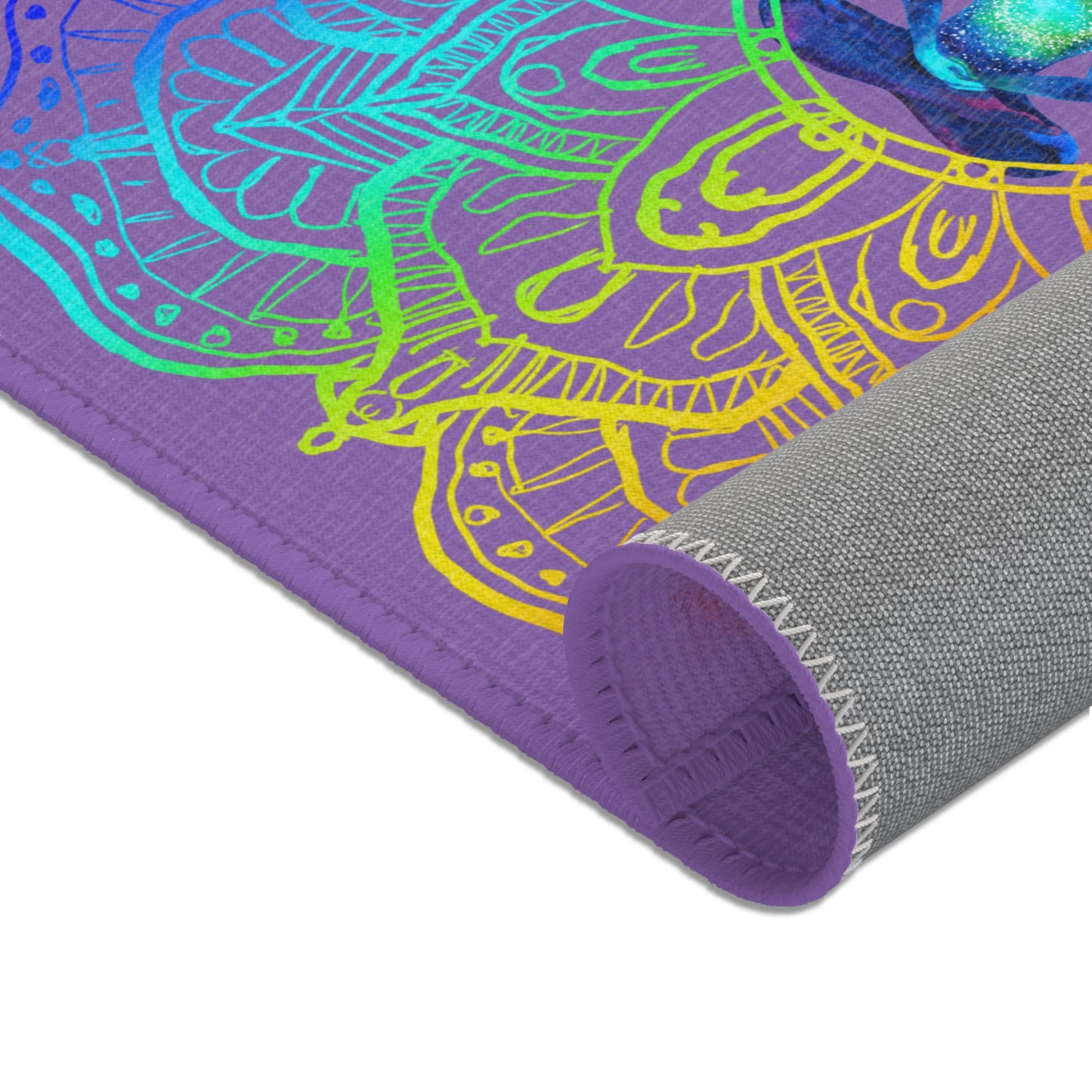 Rainbow Chakra Mandala Area Rug – Sacred Energy Floor Mat