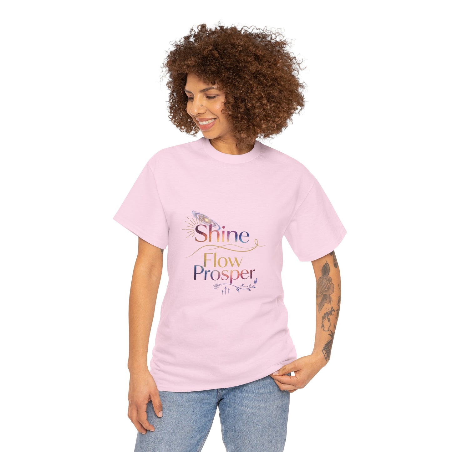 Shine Flow Prosper T-Shirt – Cosmic Manifestation Tee by Druvs