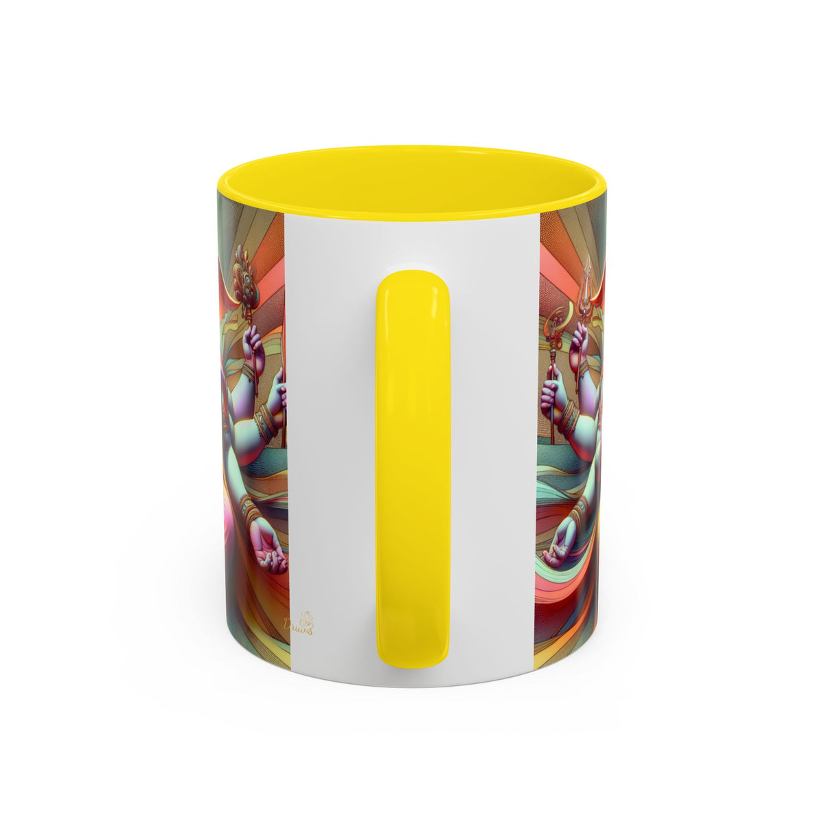 Ganesha devotional mug with colourful handle by Druvs
