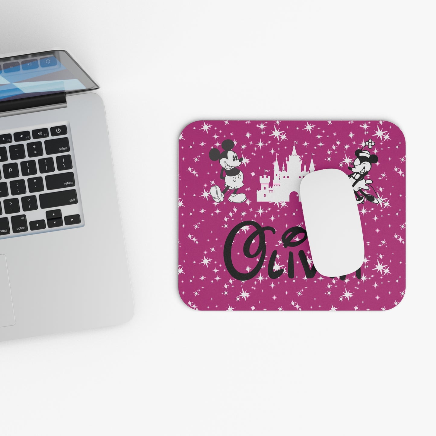 Personalized Disney-Inspired Mousepad – Custom Name Desk Mat with Mickey & Minnie Style