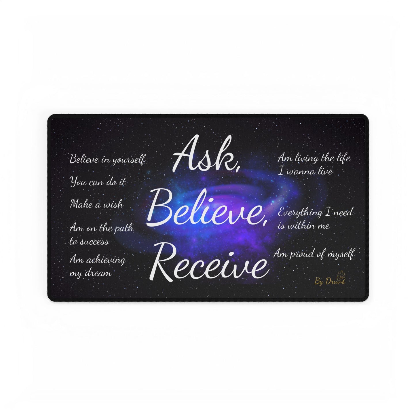 Desk Mat with Inspirational Quotes, Law of Attraction, Ask Believe Receive