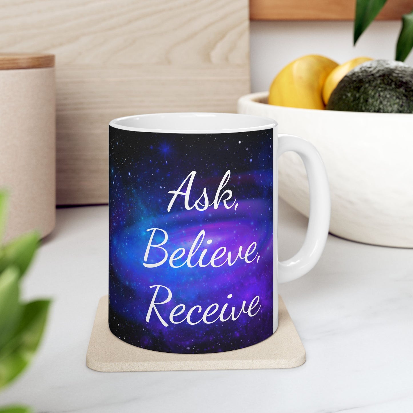 Ask. Believe. Receive. Mug – Galaxy Manifestation Coffee Cup | Druvs