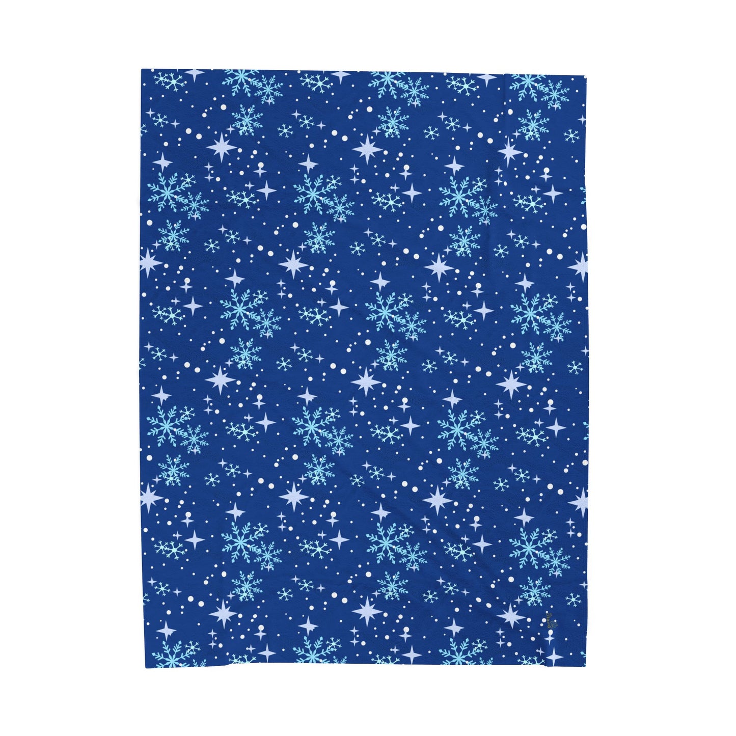 Winter Soft Blanket - Star Snowflake Blue Background Pattern