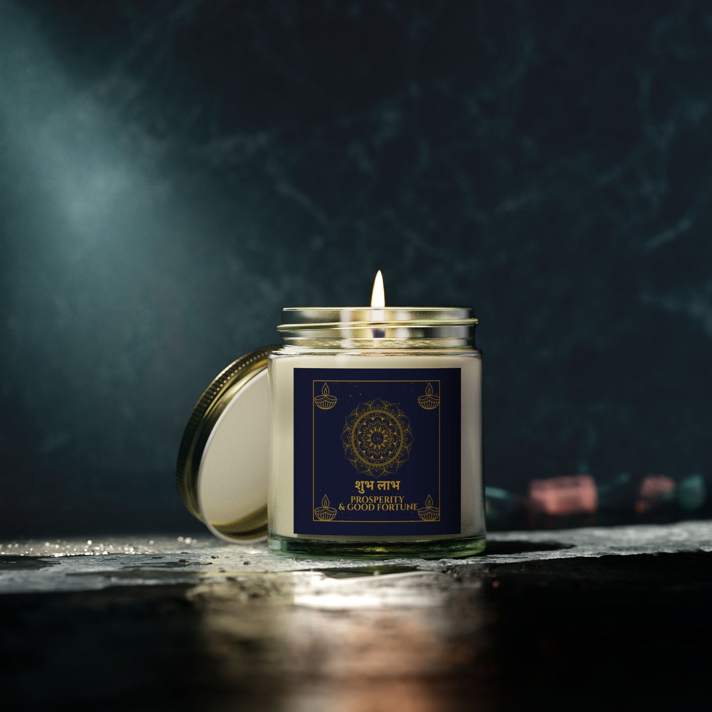 Shubh Labh Prosperity Candle – Diwali Scented Jar with Mandala & Mantra Design