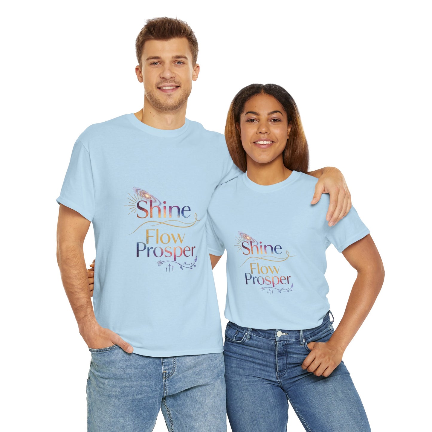 Shine Flow Prosper T-Shirt – Cosmic Manifestation Tee by Druvs