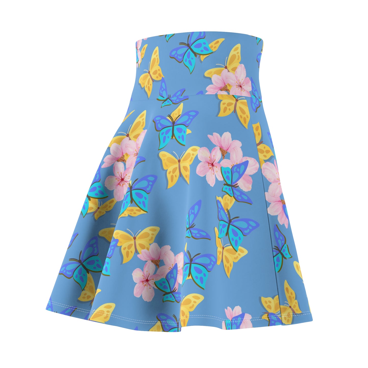 Bloom & Butterflies Skater Skirt – Spring Floral Print by Druvs