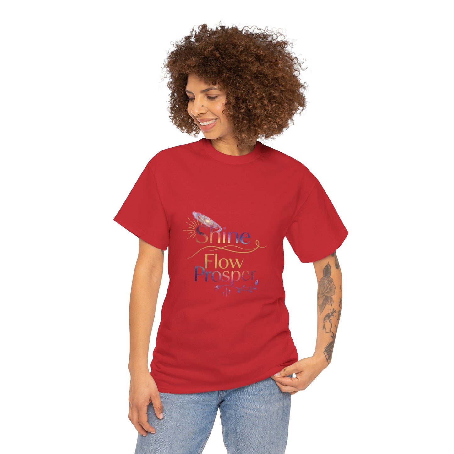 Shine Flow Prosper T-Shirt – Cosmic Manifestation Tee by Druvs