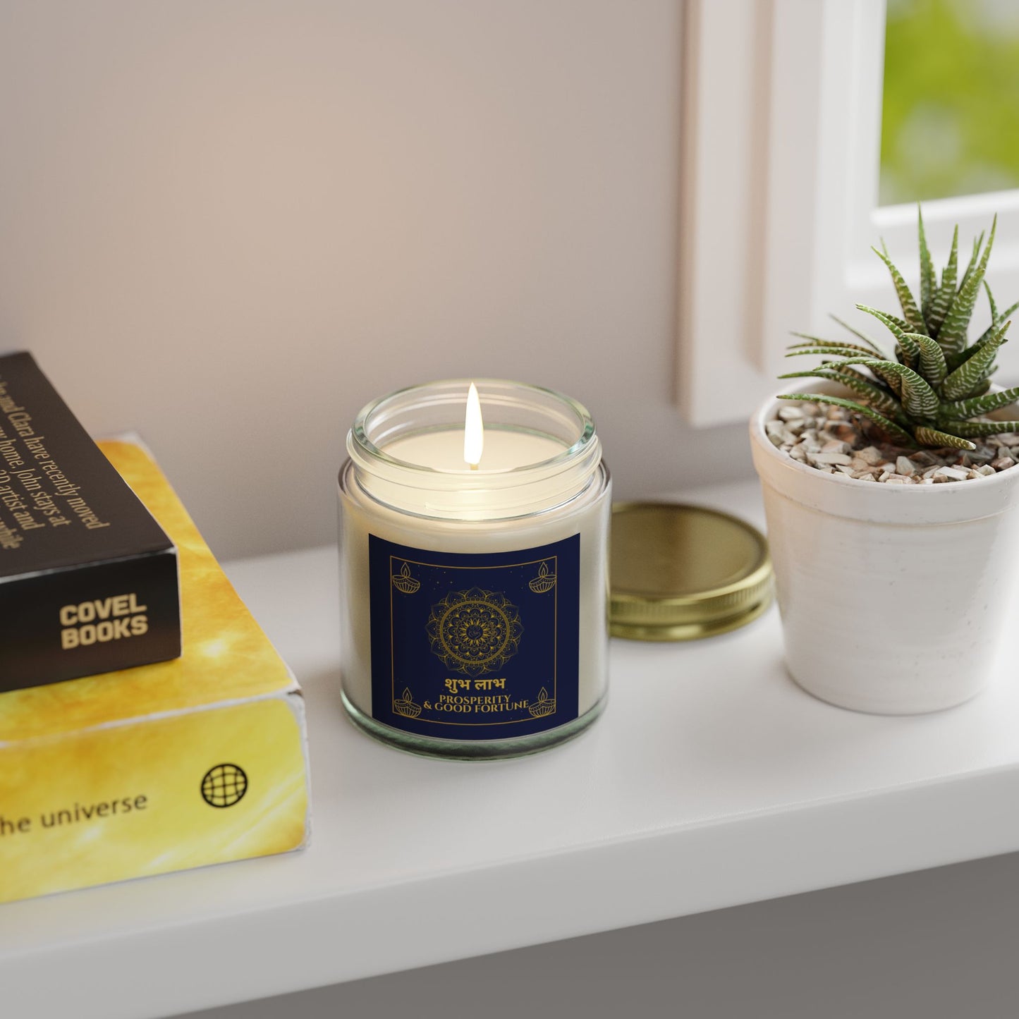 Shubh Labh Prosperity Candle – Diwali Scented Jar with Mandala & Mantra Design