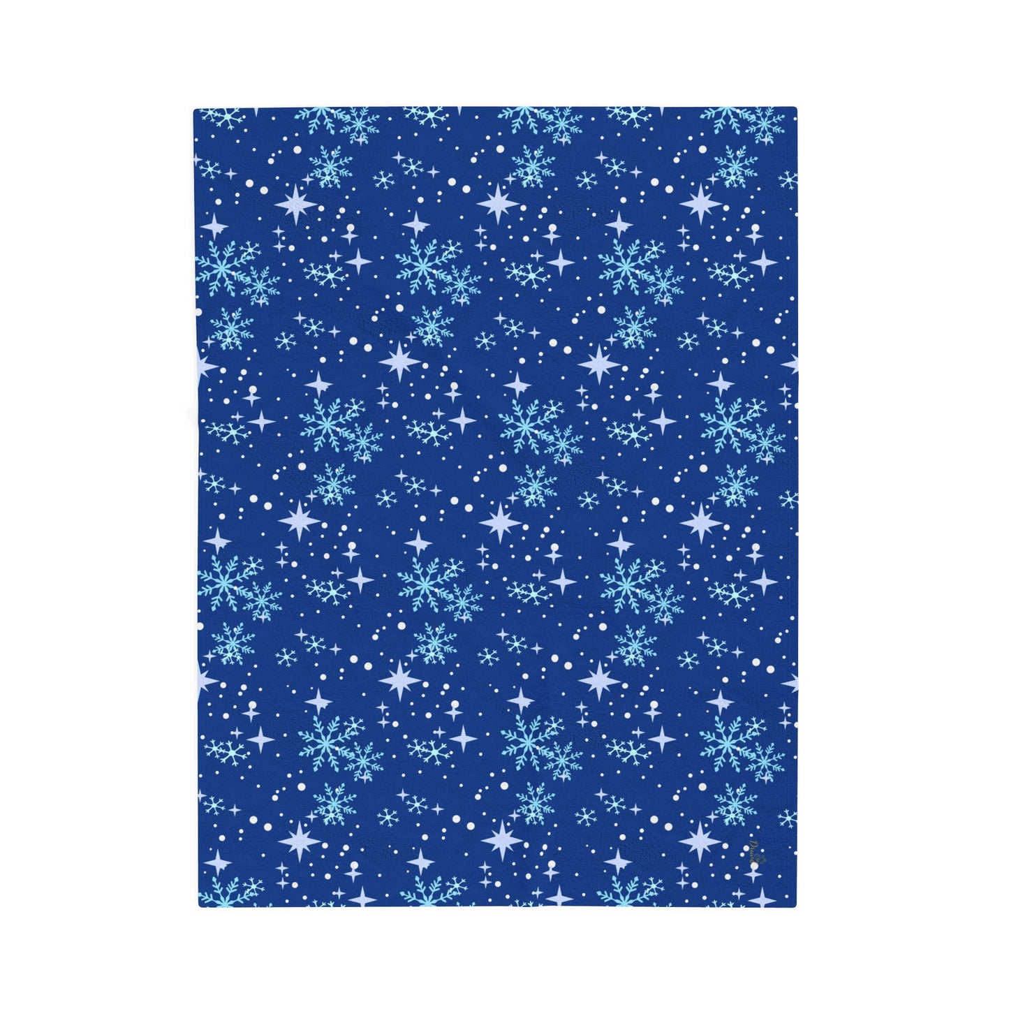 Winter Soft Blanket - Star Snowflake Blue Background Pattern