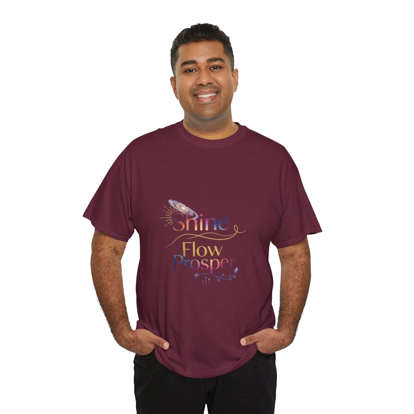 Shine Flow Prosper T-Shirt – Cosmic Manifestation Tee by Druvs