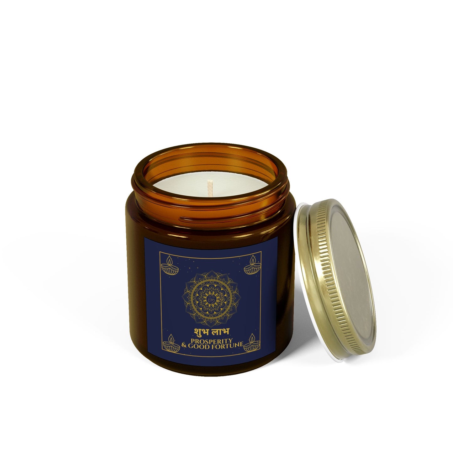 Shubh Labh Prosperity Candle – Diwali Scented Jar with Mandala & Mantra Design
