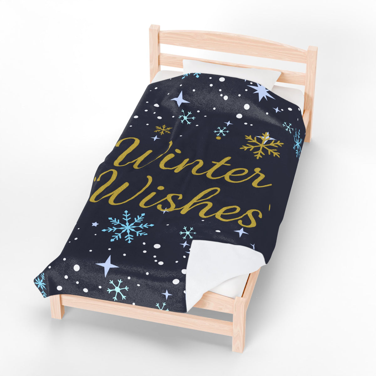 Winter Wishes Sherpa Throw Blanket – Navy & Gold – product photo 14 of 24