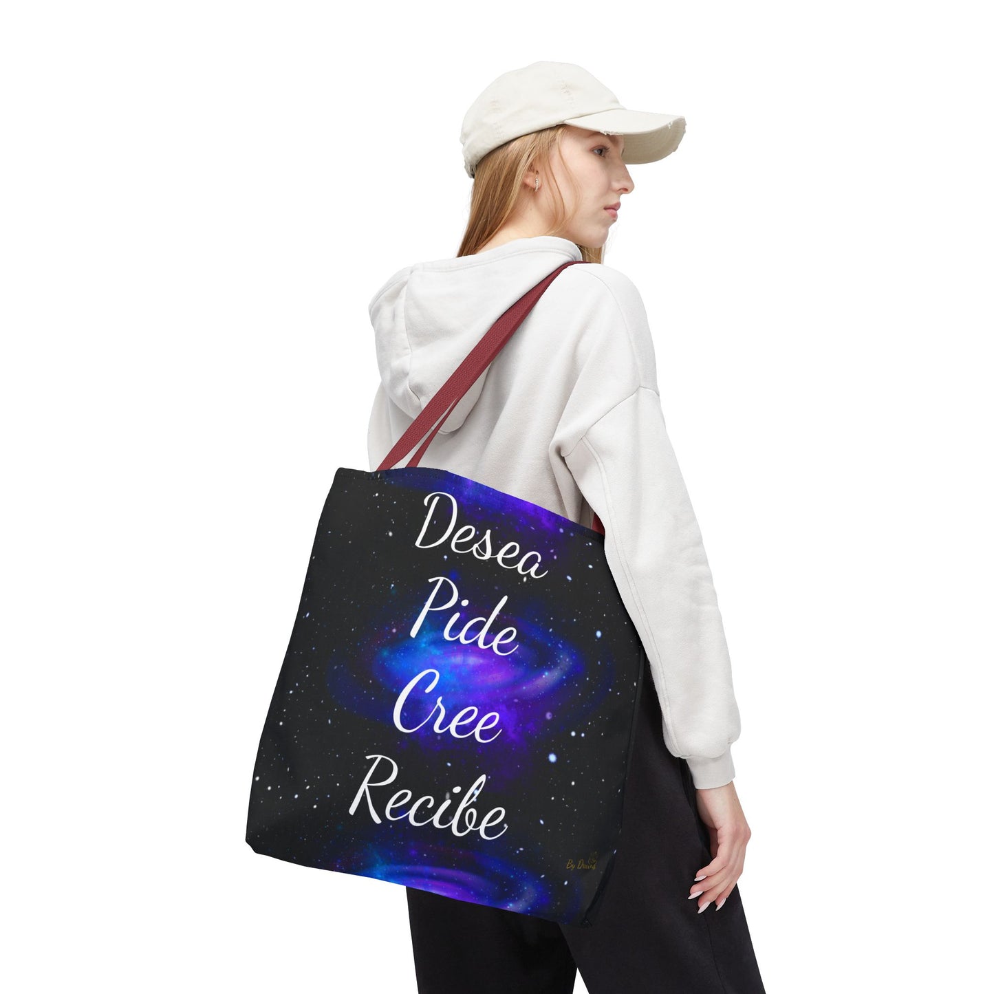 Desea Pide Cree Recibe Tote Bag – Bolsa Cósmica de Afirmaciones Espirituales por Druvs