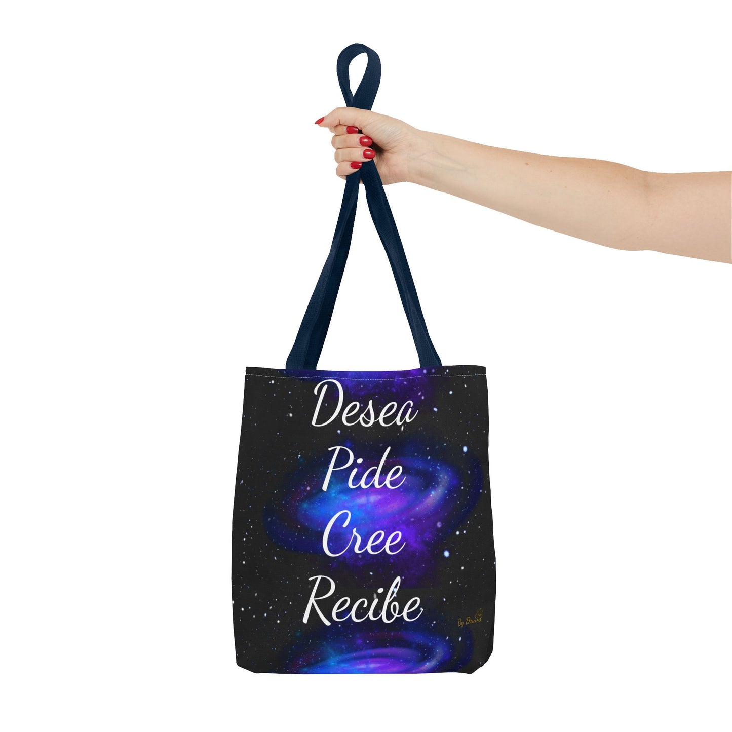 Desea Pide Cree Recibe Tote Bag – Bolsa Cósmica de Afirmaciones Espirituales por Druvs