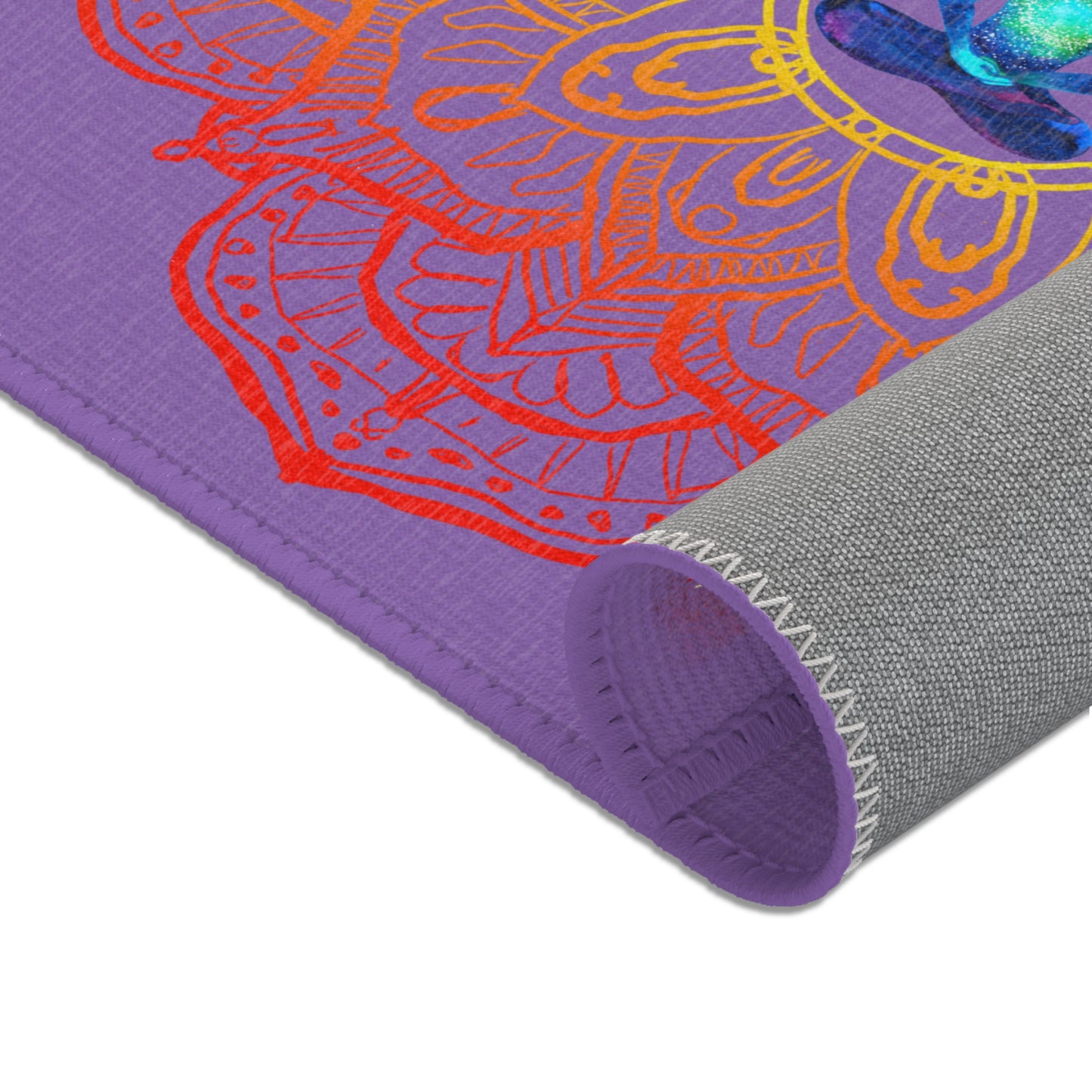 Rainbow Chakra Mandala Area Rug – Sacred Energy Floor Mat