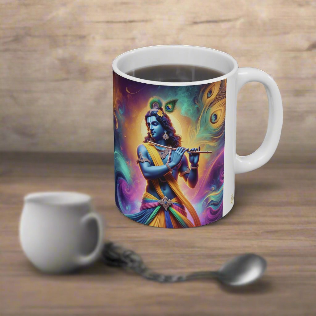 Lord Krishna spiritual mug for daily meditation and tea