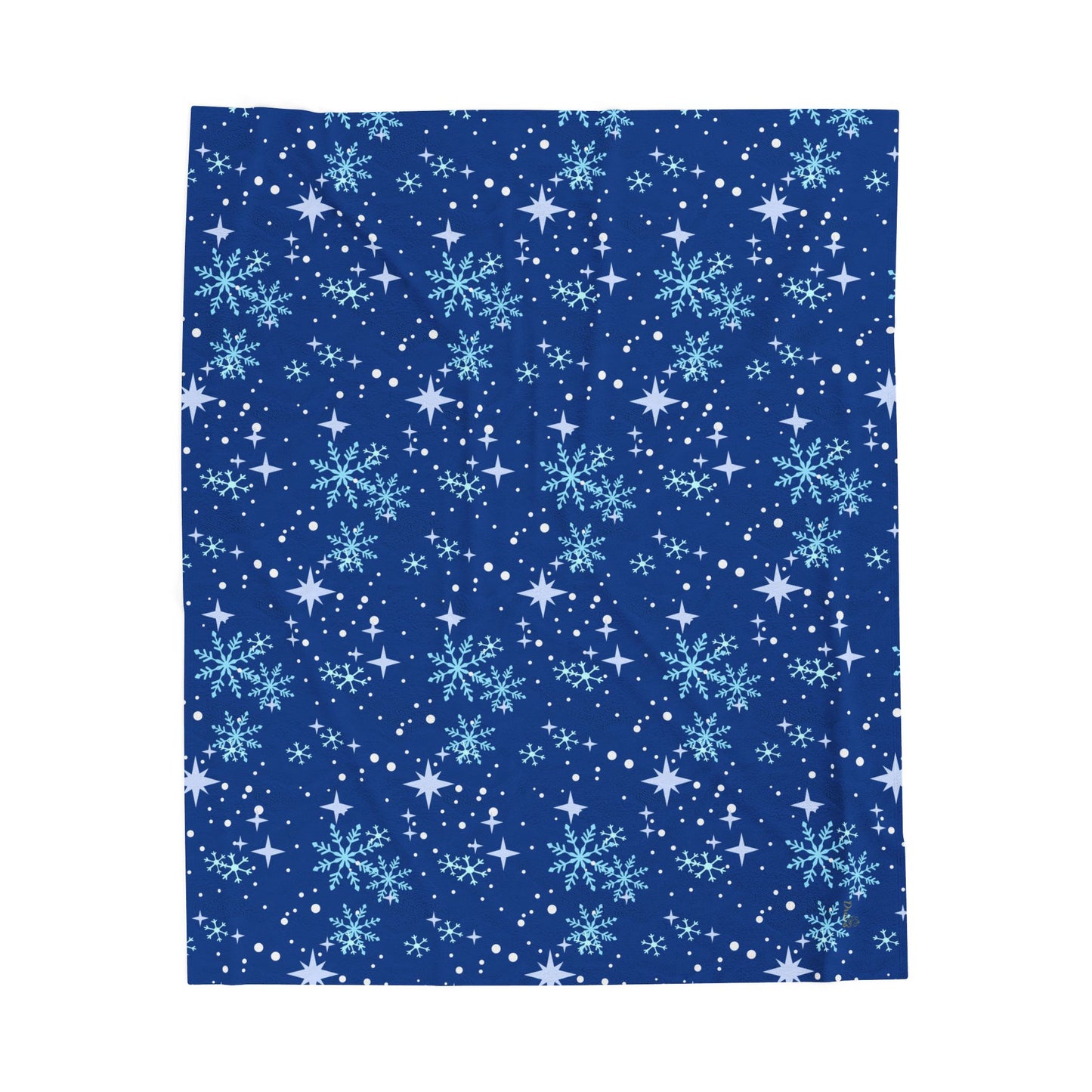 Winter Soft Blanket - Star Snowflake Blue Background Pattern