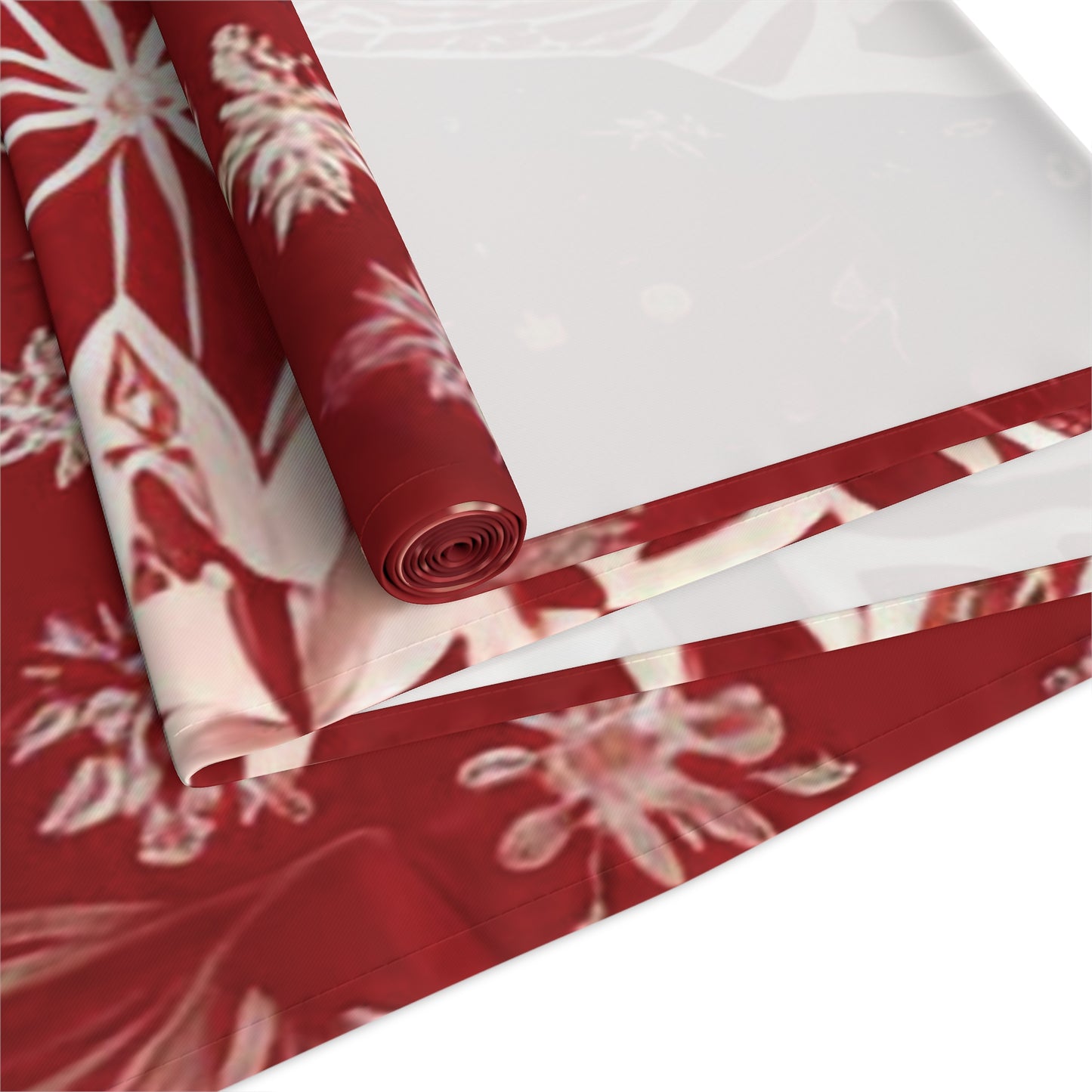 Table Runner - Red Christmas Star Snowflake Pattern