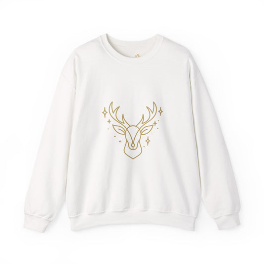 Minimalist Gold Reindeer Sweatshirt – Elegant Holiday Sweater