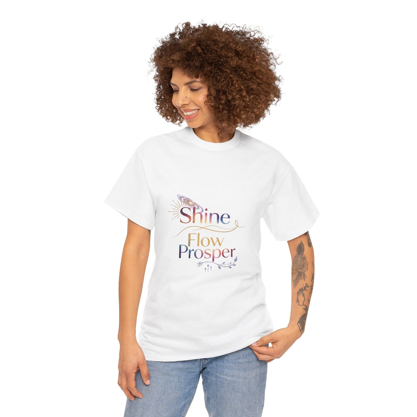 Shine Flow Prosper T-Shirt – Cosmic Manifestation Tee by Druvs